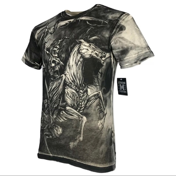 Xtreme Couture Affliction Men's T-Shirt DARK HORSE Skull Tattoo Biker S-5XL - Picture 6 of 8